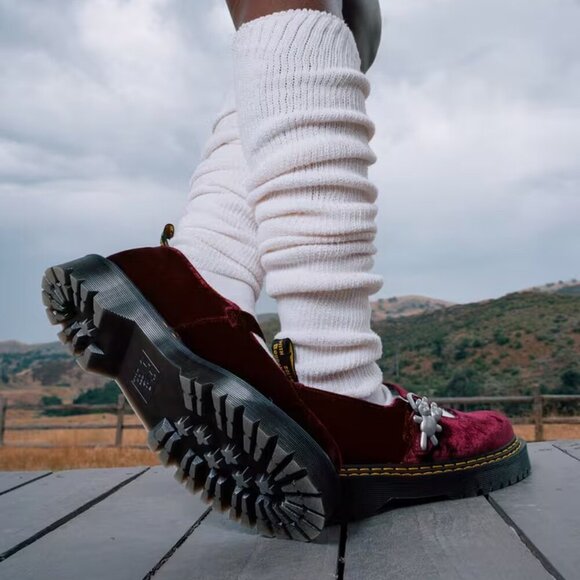 Dr. Martens Addina Heaven by Marc Jacobs Velvet Shoes in Cherry Red 8 NWT - Picture 3 of 9